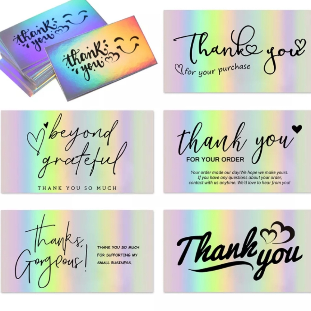 Holographic thank you business cards
